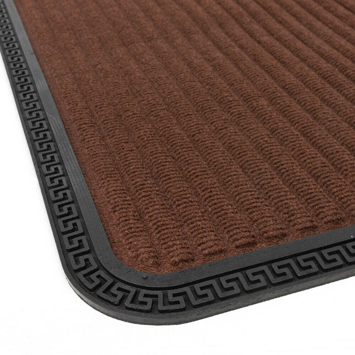 Zerbino Ingresso Antiscivolo Robusto Assorbente Tappeto Gommato Asciugapassi Marrone 25x60 cm
