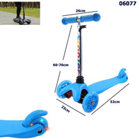MONOPATTINO BAMBINI 3 RUOTE CON MANUBRIO REGOLABILE E RUOTE LUMINOSE BLU