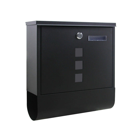 Cassetta postale di design con portagiornali per montaggio a parete posta 30,5 x 9,6 x 33,5 cm nero 16_0000056