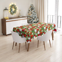 Tovaglia Cucina Natalizia Campanelle Palline Natale Plastificata Antimacchia Moderna - 140x120 Cm