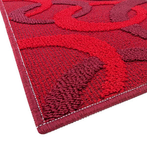 Tappeto Cucina 57x280 Cm Tridimensionale Cerchi 3D Assorbente Morbido Moderno Antiscivolo Bordeaux