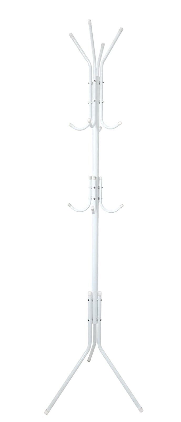 Appendiabiti Ingresso 12 Ganci Attaccapanni Bianco Metallo Salvaspazio Da Terra Stand Piantana