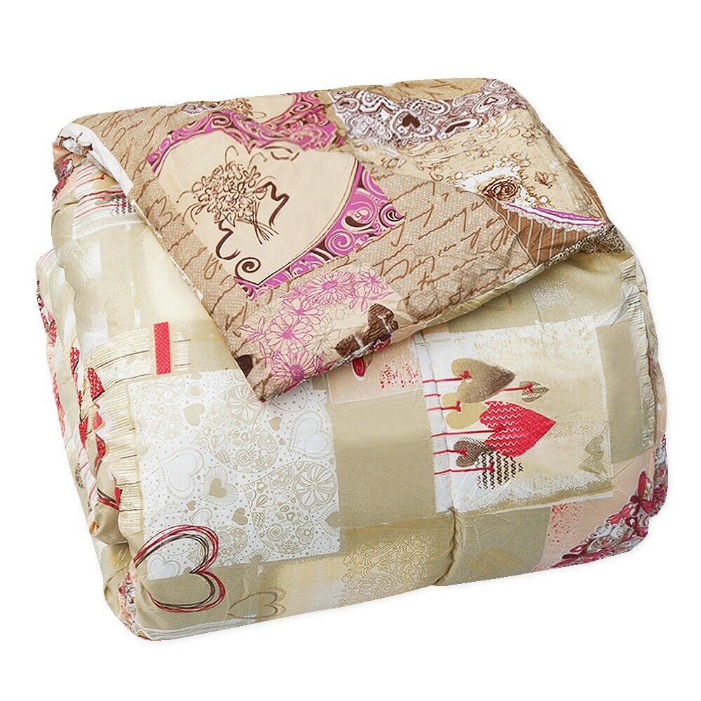Trapunta Matrimoniale Rosa Stagione Primaverile Invernale 200gr Morbida Shabby Chic Cuori