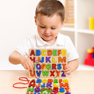 GIOCO EDUCATIVO IN LEGNO CON LETTERE MAIUSCOLE COLORATE BAMBINI MONTESSORI 74465