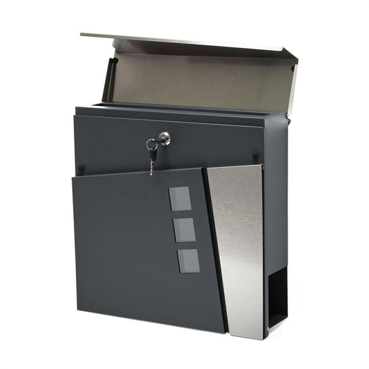 Cassetta portagiornali di design da parete in acciaio inox antracite 16_0000099