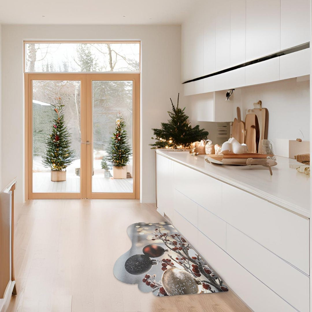 Tappeto Cucina Natale Gomma Pvc 50x90 Cm Moderno Antimacchia Antiscivolo Addobbi Natalizi (B)