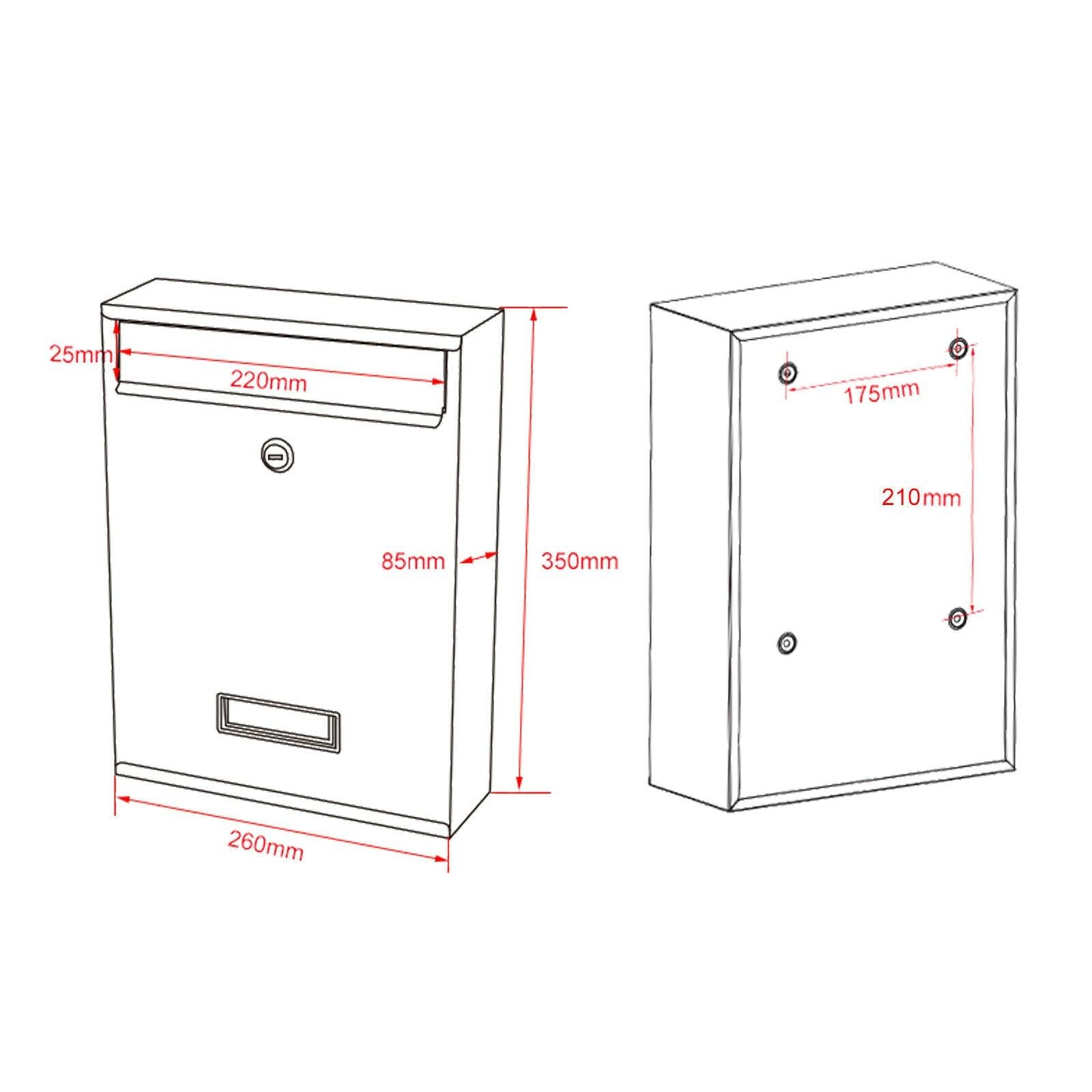 Cassetta postale di design a muro in acciaio zincato nero 16_0000083