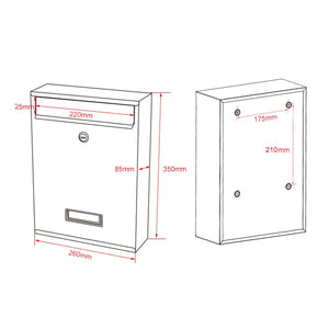 Cassetta postale di design a muro in acciaio zincato nero 16_0000083