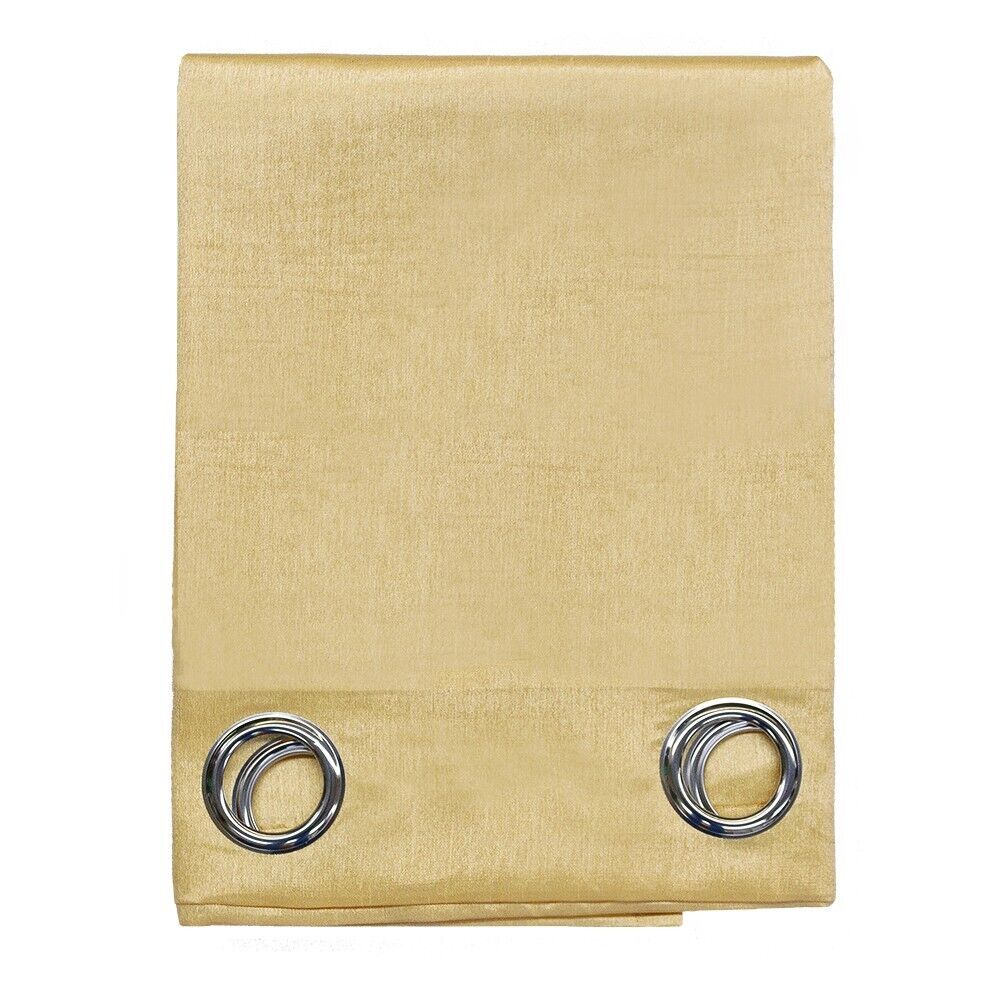 Tenda Porta Finestra 140x280 Cm Raso Sintetico 1 Pannello Coprente Occhielli Acciaio Oro