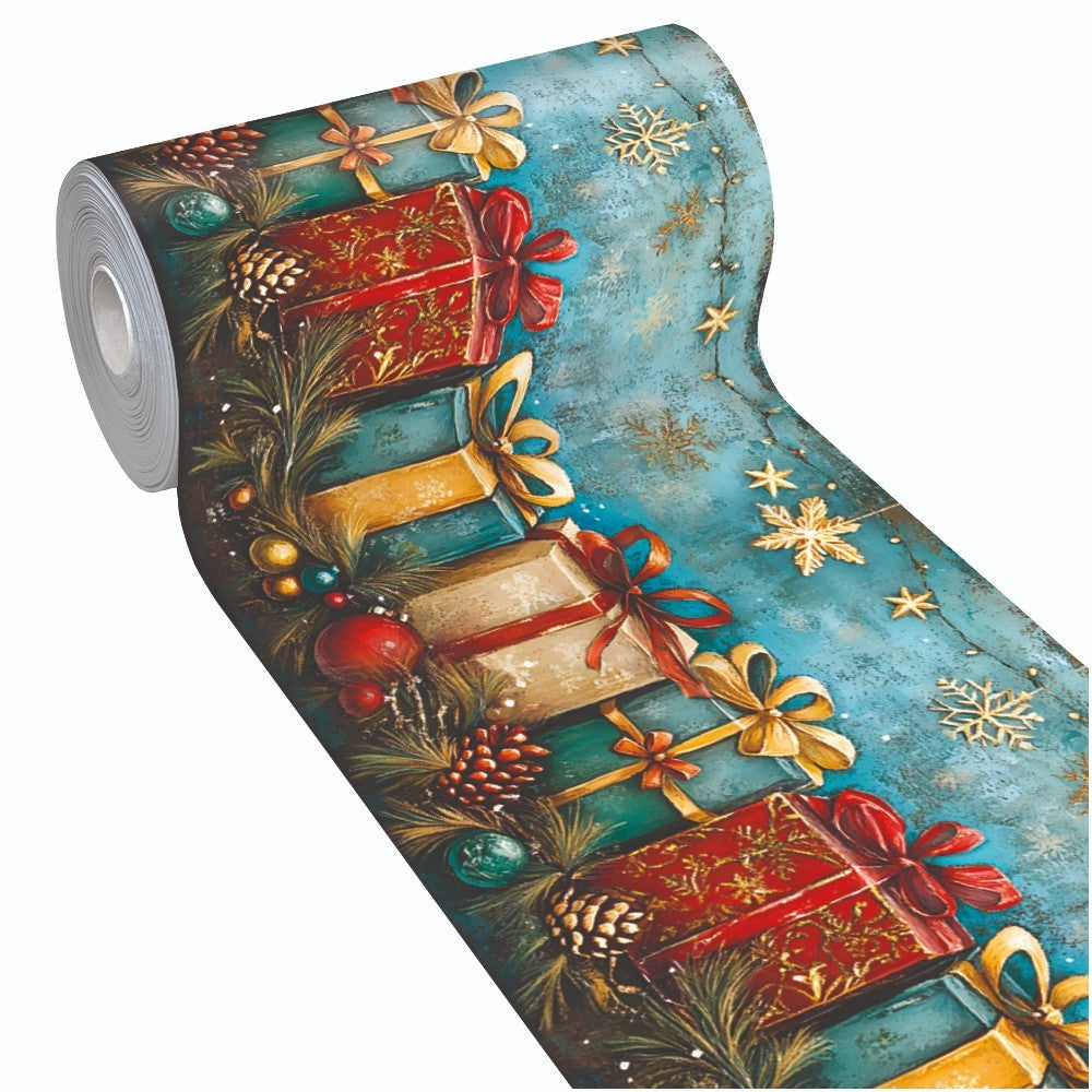 Tappeto Cucina Natale Antimacchia 51x300 cm Pacchi Regalo Passatoia Natalizia Antiscivolo Lavabile