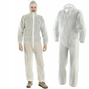 12 TUTE MONOUSO DA LAVORO MONOUSO CAMICE POLSINI TUTA ZIP CAPPUCCIO PROTEZIONE