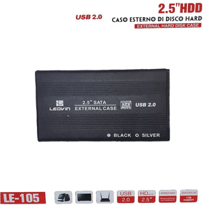CASE BOX ESTERNO PER HARDISK HARD DISK ALLUMINIO HD 2.5" SATA USB 2.0 HDD LE-105