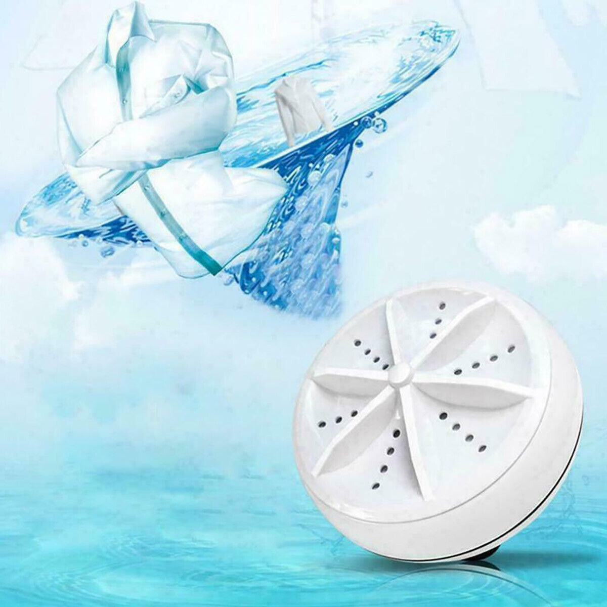 MINI LAVATRICE PORTATILE AD ULTRASUONI USB VESTITI LAVANDERIA CAMPEGGIO CAMPING