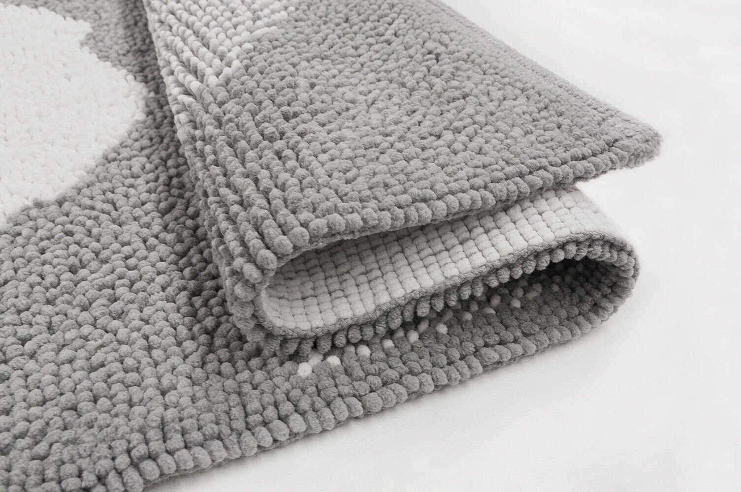 Tappeto Bagno Scendiletto 65x140 cm Puro Cotone Rosa Elegante Assorbente Antiscivolo Grigio