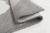 Tappeto Bagno Scendiletto 65x140 cm Puro Cotone Rosa Elegante Assorbente Antiscivolo Grigio