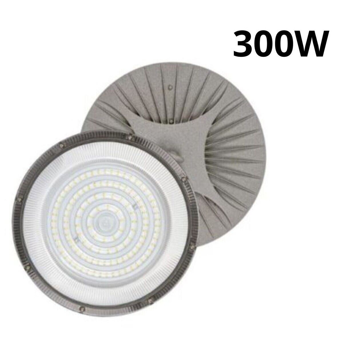 FARO INDUSTRIALE LED 300W DISCO ROTONDO UFO IP65 PLAFONIERA CAMPANA 6500K