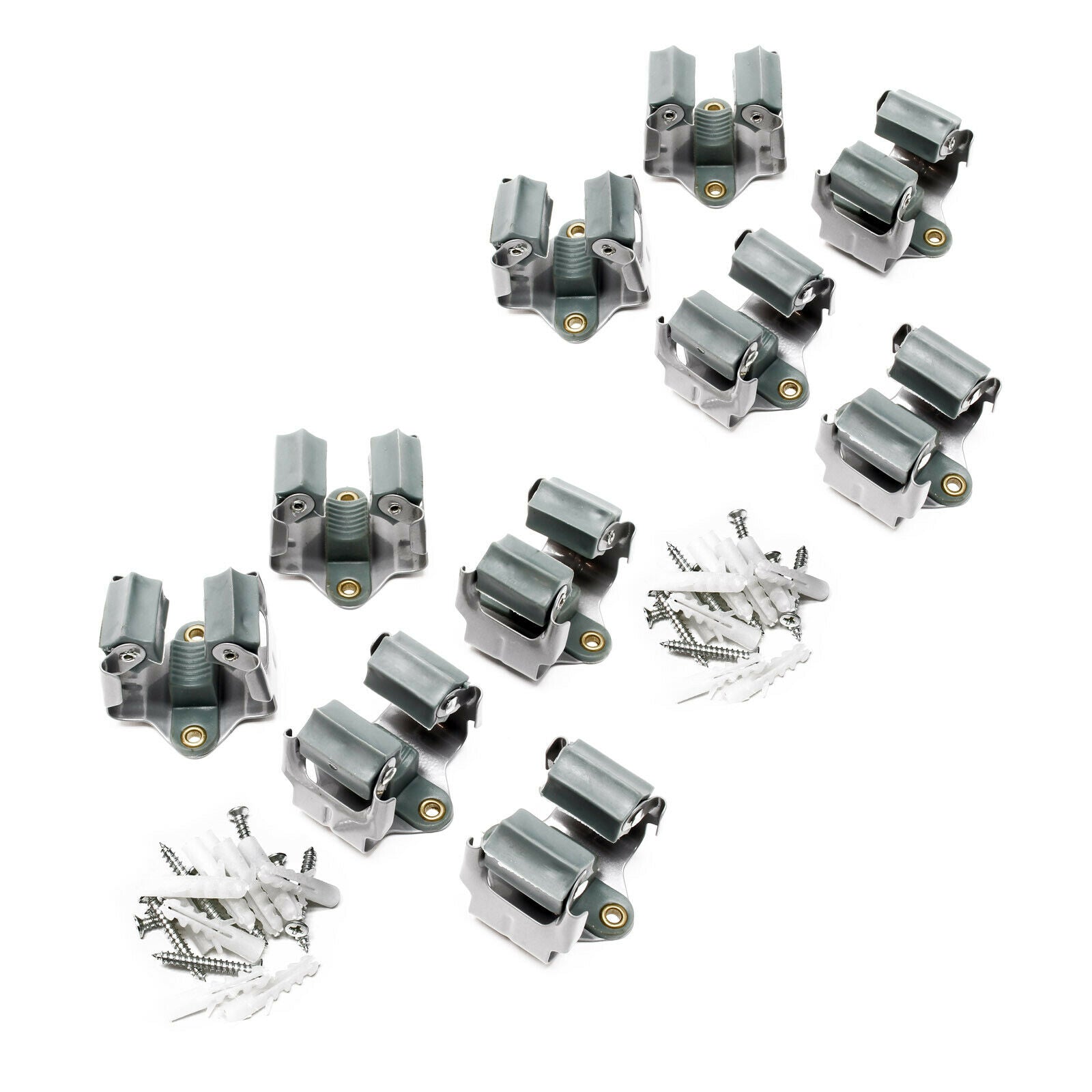 Set 10 porta scope in acciaio da parete per attrezzi pulizia giardinaggio ordine 16_0002480