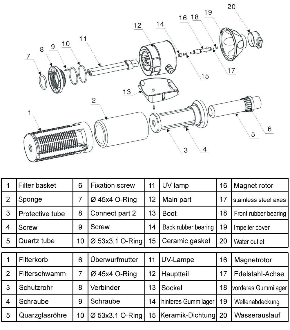 Pompa per acquario o laghetto 2000 litri all'ora 18 watt UVC con chiarificatore 9 watt 16_0002029