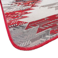 Tappeto Cucina Etnico 54x40 Cm Moderno Passatoia Antiscivolo Tessuto Gobelin Lavabile Bordeaux