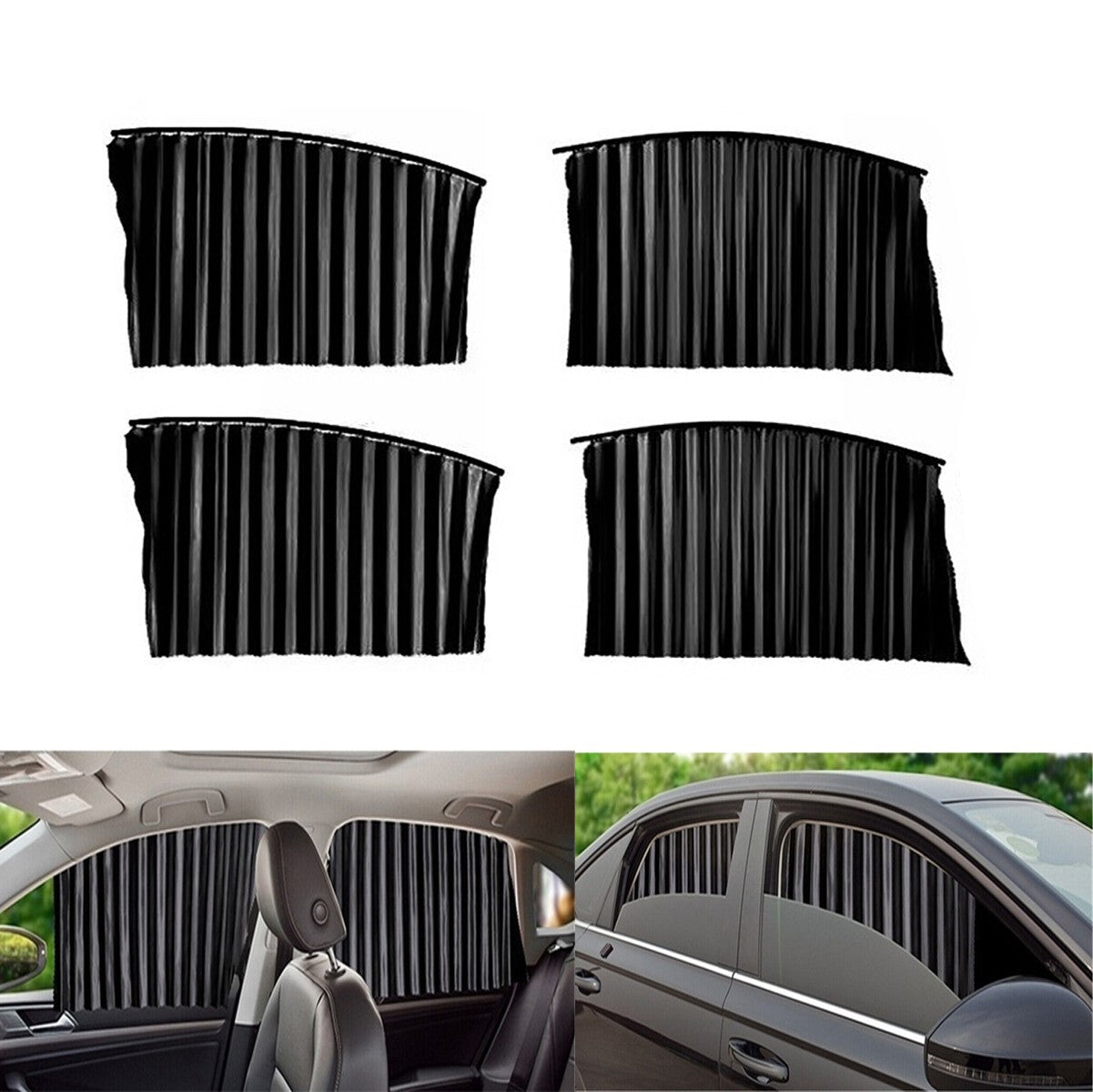 KIT 4 TENDA TENDINA PARASOLE RAGGI UV MAGNETICA AUTO ANTERIORE E POSTERIORE NERA