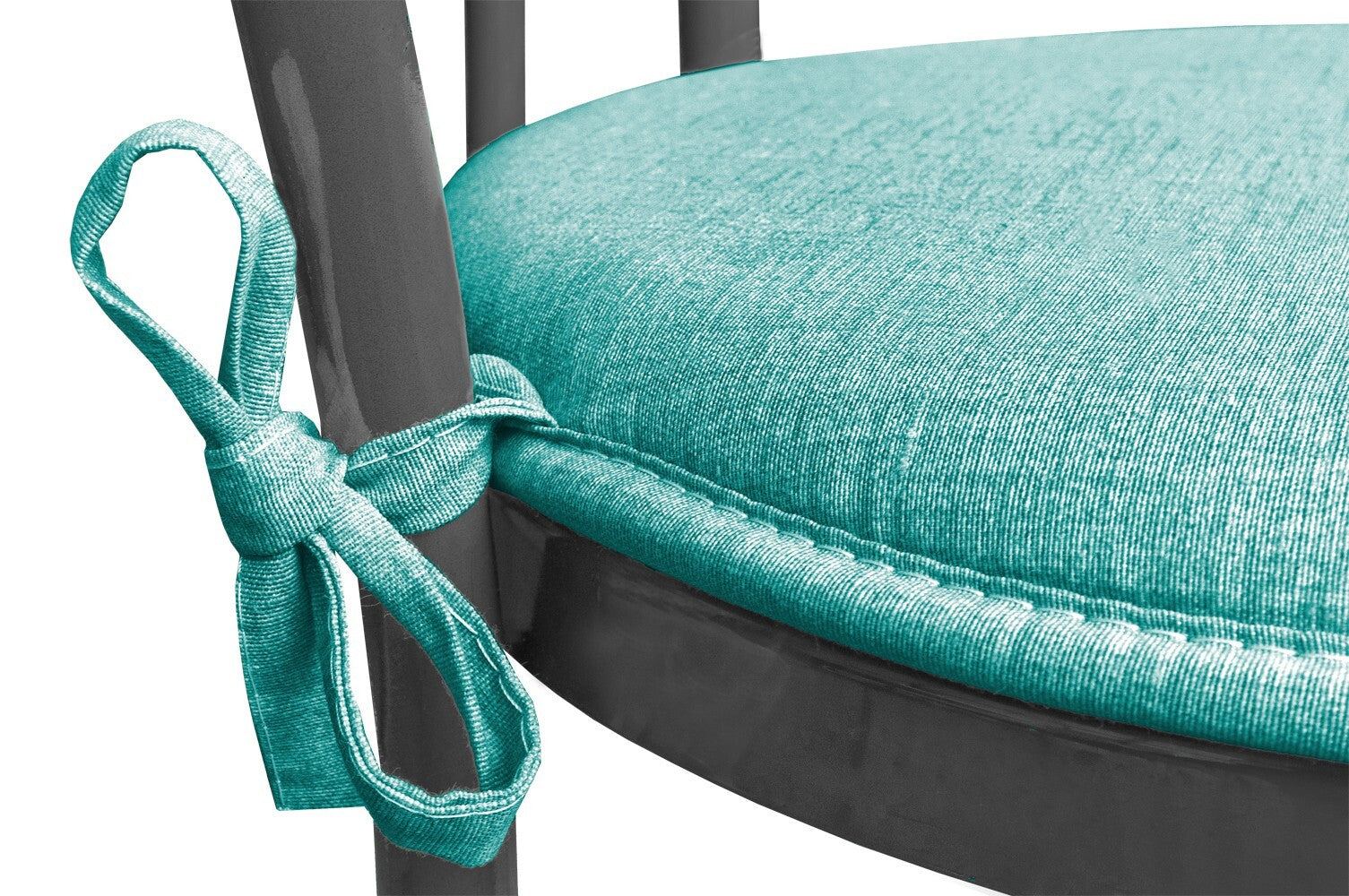 Set 4 Cuscini Sedia Turchese Rotondi Cotone Lavabili Morbidi Coprisedia Tondo Tinta Unita Pastello