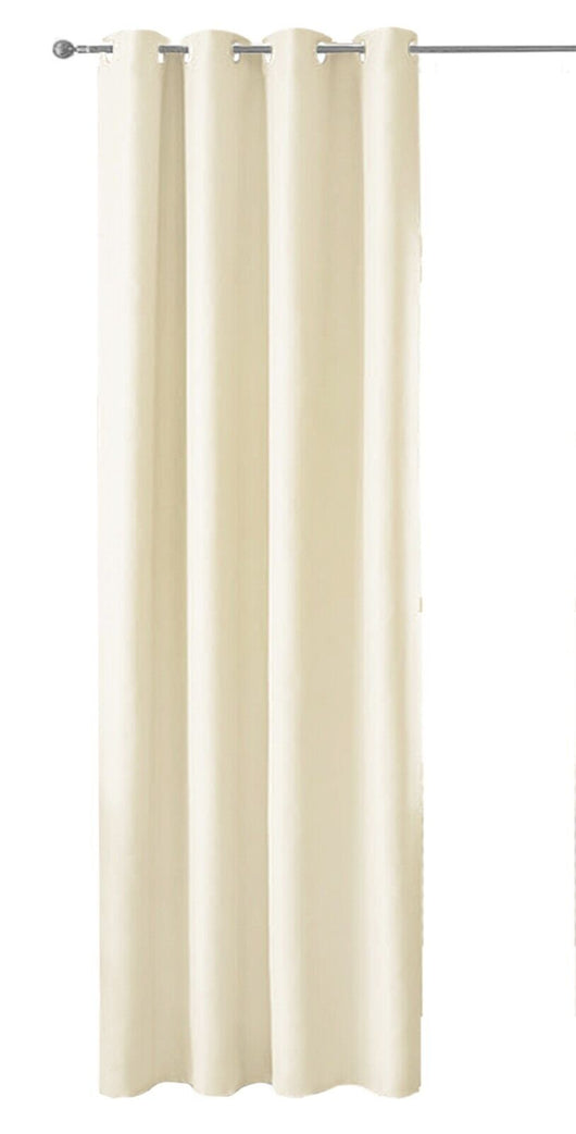 Tenda Porta Finestra 140x280 Cm Raso Sintetico 1 Pannello Coprente Occhielli Acciaio Beige