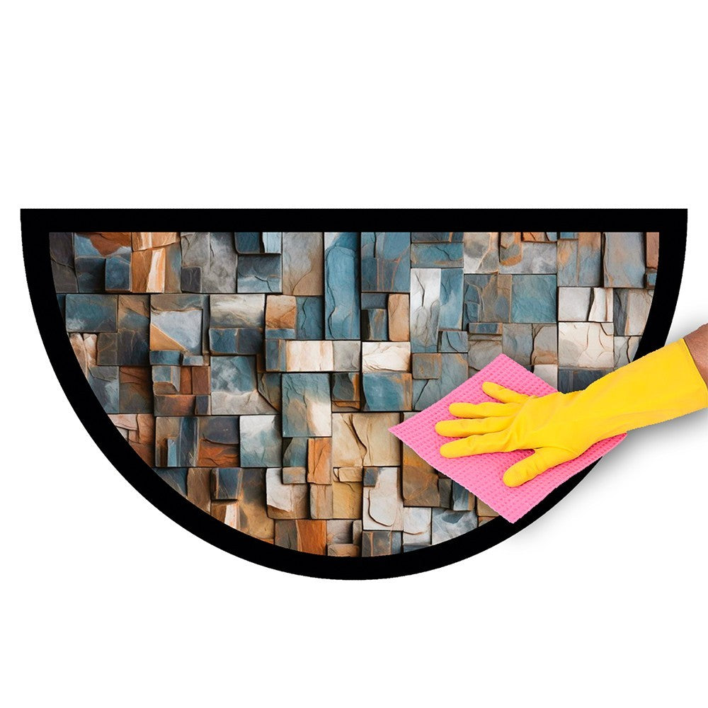 Zerbino Gomma Sostenibile 40X70 Antiscivolo Ingresso Interno Esterno Moderno Semiluna Dis.MF