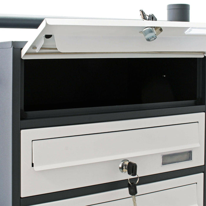 Blocco da 8 cassette per le lettere con piedini 2x4, vano sovrapposto, acciaio zincato antracite e bianco 16_0000050