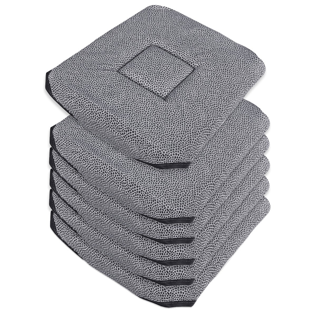 Set 6 Cuscini Sedia Cotone Con Alette Lavabili Morbidi Universali Moderni Coprisedia Maculati Grigio