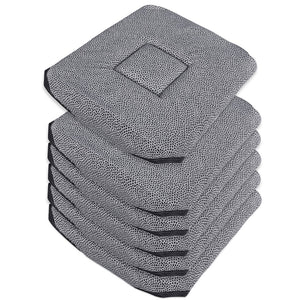 Set 6 Cuscini Sedia Cotone Con Alette Lavabili Morbidi Universali Moderni Coprisedia Maculati Grigio