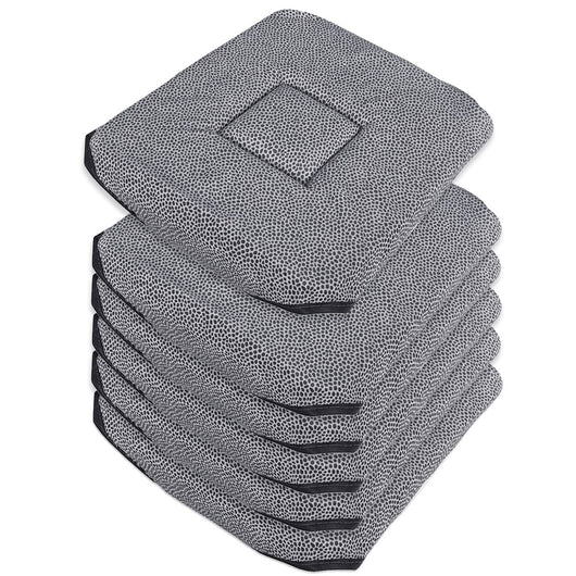 Set 6 Cuscini Sedia Cotone Con Alette Lavabili Morbidi Universali Moderni Coprisedia Maculati Grigio