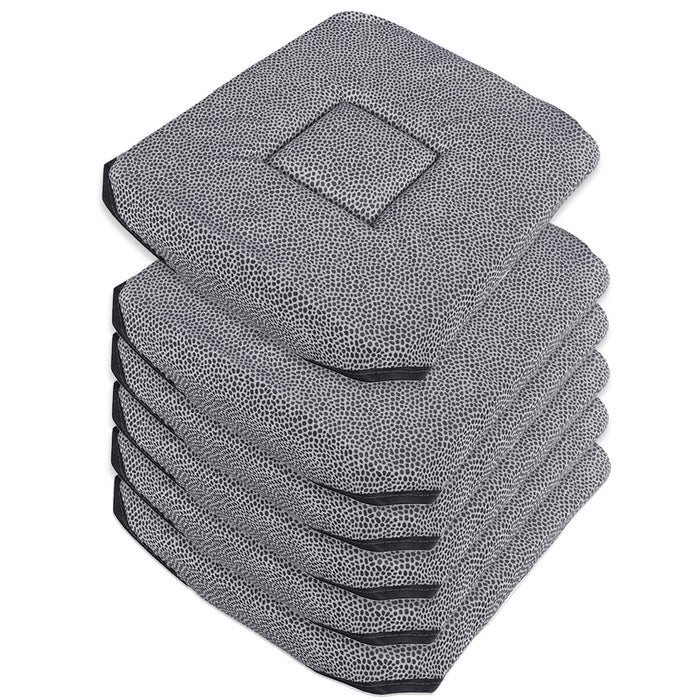 Set 6 Cuscini Sedia Cotone Con Alette Lavabili Morbidi Universali Moderni Coprisedia Maculati Grigio