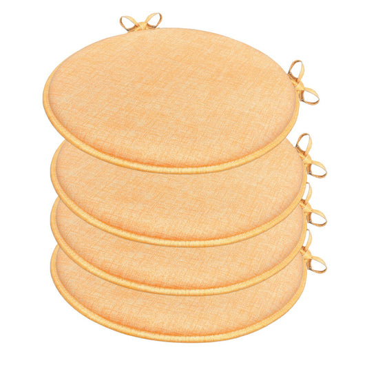 Set 4 Cuscini Sedia Arancione Rotondi Cotone Lavabili Morbidi Coprisedia Tondo Tinta Unita Pastello