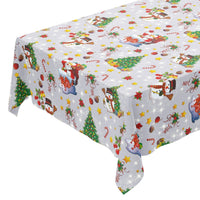 Tovaglia Cucina Natalizia Pupazzo Neve Albero Natale Plastificata Cerata Antimacchia - 140x240 Cm