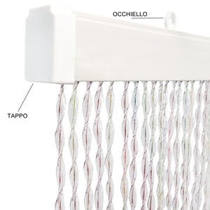 Tenda Antimosche Filo Intrecciato Gomma PVC Moschiera Finestra Porta Ingresso Multicolore - 100x220 Cm 