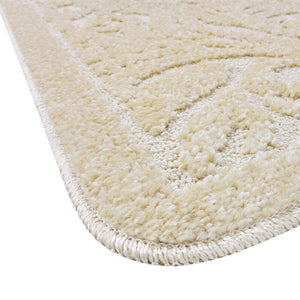 Tappeto Bagno Damascato Scendiletto Camera 50x110 Cm Morbido Assorbente Antiscivolo Panna