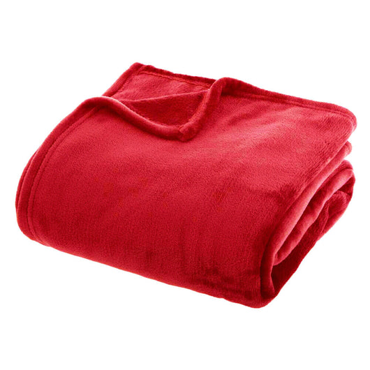 Plaid Morbidissimo Tinta Unita Coperta Soffice Pile Caldo Letto Divano Rosso 130x160 cm
