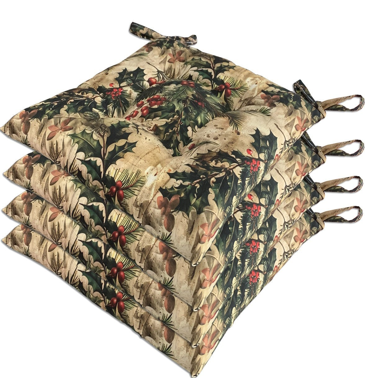 Set 4 Cuscini Sedia Natalizi Cotone Morbidi Universali Coprisedia Natale Imbottitura Ovatta Dis B