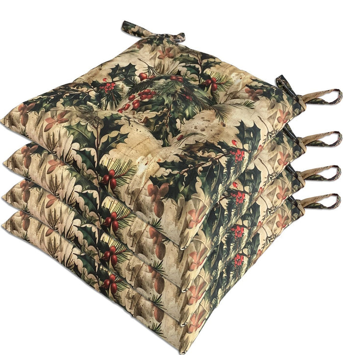 Set 4 Cuscini Sedia Natalizi Cotone Morbidi Universali Coprisedia Natale Imbottitura Ovatta Dis B