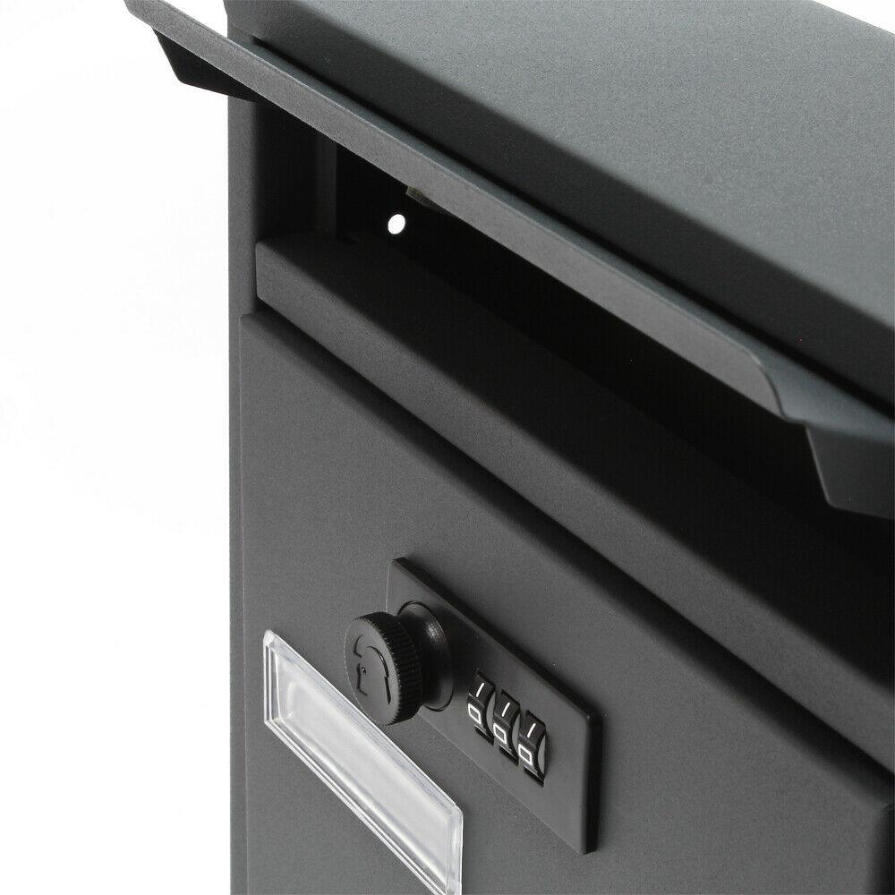 Cassetta postale da parete di design con serratura a combinazione in acciaio zincato antracite 16_0000067