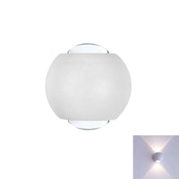 APPLIQUE LED MURO SFERICA DOPPIO FASCIO LUMINOSO 2W IP54 BIANCO NATURALE 4000K