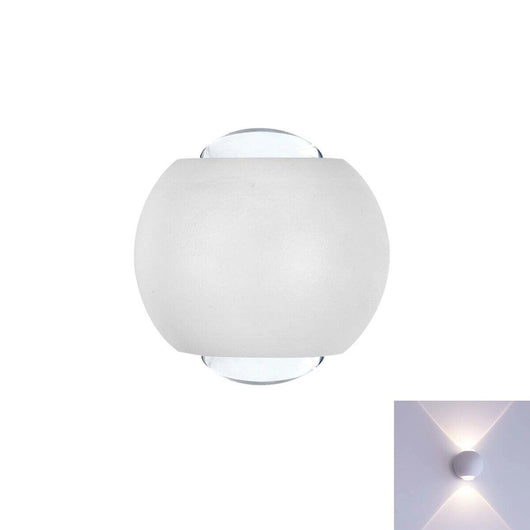 APPLIQUE LED MURO SFERICA DOPPIO FASCIO LUMINOSO 2W IP54 BIANCO NATURALE 4000K