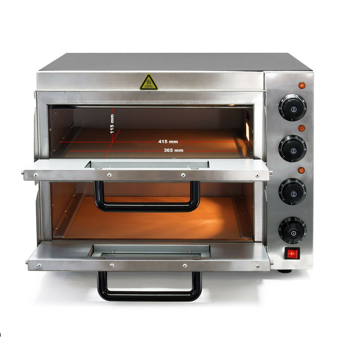 Forno pizza 3000 watt 2 stadi acciaio raffinato alimentare pietra refrattaria per pizza 16_0002440