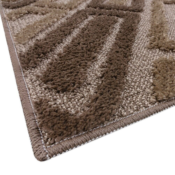 Tappeto Bagno Moderno Parure Set 3 Pezzi Soffice Shaggy Assorbente Antiscivolo Lavabile Marrone