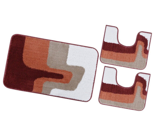 Tappeto Bagno Scendiletto Pelo Raso Morbido Assorbente Antiscivolo Lavabile Set 3 Pezzi Terra