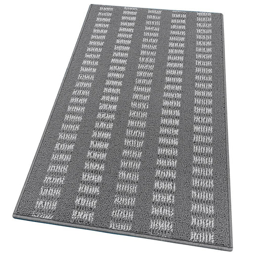 Tappeto Cucina Morbido 3D Assorbente Lavabile Antiscivolo Passatoia Bordata A Righe 57x180 Grigio