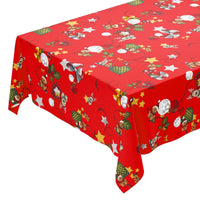 Tovaglia Cucina Natalizia Cerata Antimacchia Moderna Copritavolo Stelle Cuori Palline  -140x450 Cm