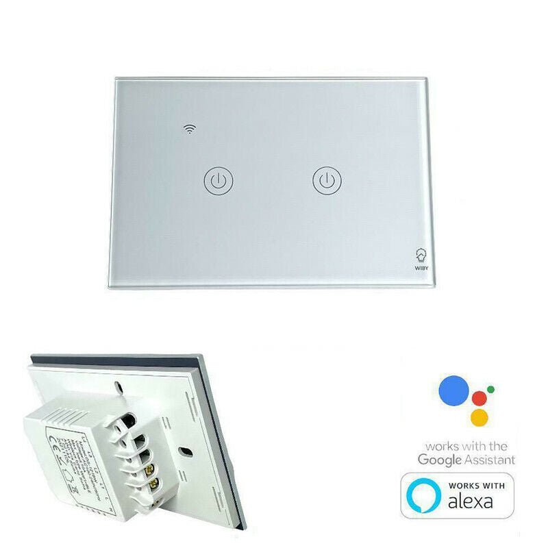 INTERRUTTORE LUCI SMART WIFI PARETE TOUCH ALEXA GOOGLE HOME SCATOLA 503 2 TASTI