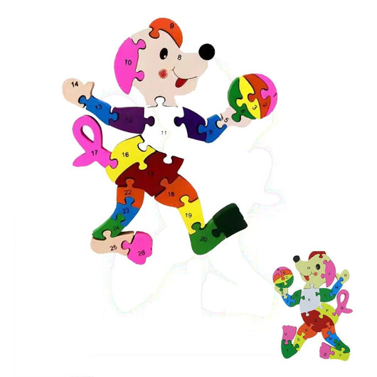 PUZZLE 3D IN LEGNO GIOCO EDUCATIVO NUMERI LETTERE BAMBINI FORMA CANE 74377