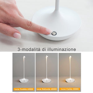 Lampada Touch Led Regolabile Abat Jour Moderna Comodino Tavolo Scrivania No Fili Ricarica Usb Nera